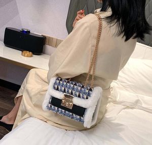 Designer-Handbag Lady New Fashion Ringer Chain Bag Female Wool Cloth Chain Bags Breeze Women Shoulder Bag Crossbody Z4