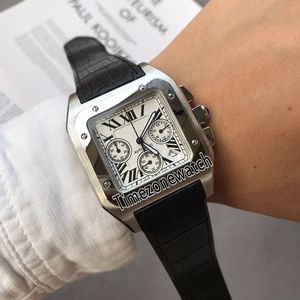 New 100XL W20131Y1 40mm Steel Case White Dial Big Roma Mark Miyota Quartz Chronograph Mens Watch Black Leather Stopwatch Timezonewatch E60a1