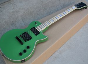 Factory Wholesale green electric guitar with EMG pickups,Rosewood fretboard with pearl inlay,offering customized services