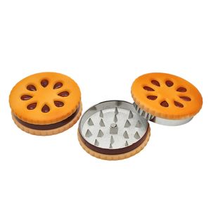 TOPPUFF Biscotto Hamburger Novità Metallo In Lega di Zinco Fumatori Herb Grinder 56MM 2 Pezzi Metallo Tabacco Herb Grinder Maniglia Muller Spice Crusher