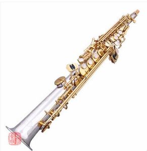 Bästa kvalitet Ny W037 Japane Soprano Sax rak silverpläterad musikinstrument professionell