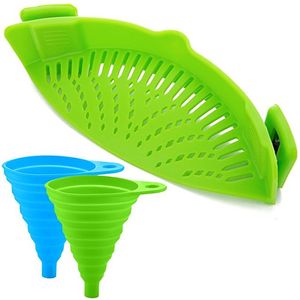 Silicone Snap Strainer and 2 Collapsible Funnels