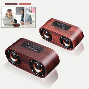 Double Horn 4.2 Bluetooth Wireless Speakers Support AUX Cable Connection and TF Card Playback for Smartphone /Tablet PC / MP3 Wooden Q8