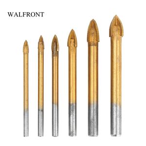 Freeshipping 12pcs Tile Glass Drill Bit Set Tungsten Carbide Cutting Edges Tools Cross Spear Head Metal Woodwork Drilling Hole Saw Cutter