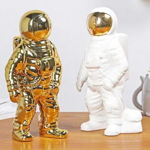 Artesanato Cerâmico Spaceman Cofrinho Cofrinho Astronaut Golden Home Sala de estar Quarto Creative Decoração Dinheiro Caixas