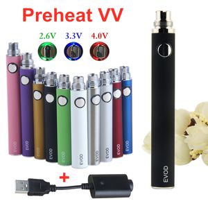In Stock ! eVod preheat variable voltage Pens Battery with USB Charger Vaporizer Pen E Cigs For Glass Vape Cartridges