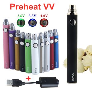 W magazynie! Evod Rehaat Variable Vapeta Battery z ładowarką USB Pen E Cigs do szklanych wkładów Vape Vape