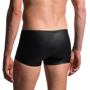 Mens Luxury Underwear Sexy Men Boxers Open Crotch Faux Leather Stage U Convex Pouch Gay Wear Fetish Erotic Lingerie Underpants Briefs Drawers Kecks Thong KWFT