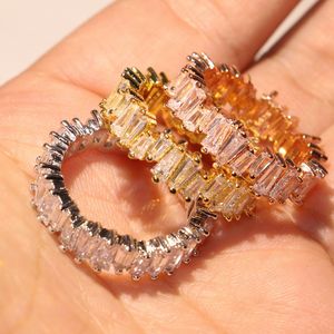 10 Styl Top Sprzedaż Luksusowa Biżuteria 925 Sterling Silverrose Gold Fill T Princess Cut Topaz CZ Diamond Gemstones Women Wedding Band Ring