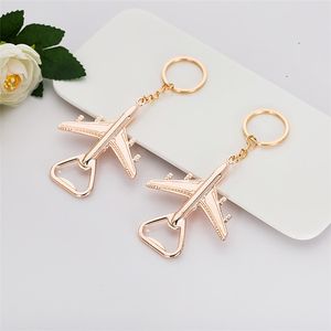 Creative Metal Retro Airplane Beer Bottle Opener Wine Aircraft Keychain Alloy Plane Shape Keyring Wedding Gift Kitchen Tools Key Ring Summer Holders Bar Jewelry