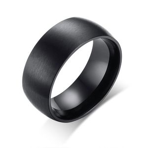 Classical Men Wedding Ring Black Stainless Steel Ring 8mm Matte Finish Male Engagement Ring Jewelry