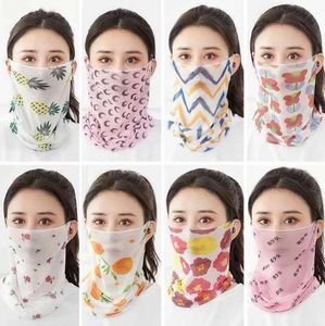 Moda Impresso Floral Windproof Anti-UV Lenço de seda Outdoor Sports Ciclismo Máscara Facial Mulheres Lady Verão lenço Neck Protector YP679