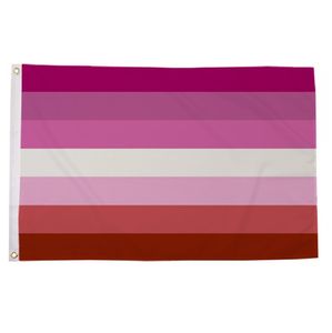Lesben-Flagge, 3 x 5 Fuß, 90 x 150 cm, hochwertiger 100D-Polyester-Druck, fliegende hängende Custom-Style-Pride-Flaggen, Banner, heißer Verkauf