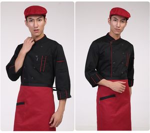 Wholesale Price High Quality Men Chef Shirt Apron Hotel Overall Uniform Clothes Double-breasted Pocket Men's Dress Shirts