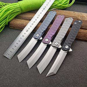 1Pcs Excellent Quality 4 Handle Colors Flipper Folding Blade Knife D2 Satin Blades TC4 Titanium Alloy Handles Ball Bearing EDC Knives