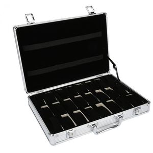 24 griglia in alluminio valigia display scatola di immagazzinaggio orologio scatola di immagazzinaggio cassa orologio staffa orologio orologio2745