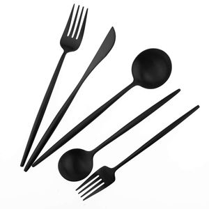 5PCS Posate in oro Set da tavola Coltelli Forchette Cucchiai Stoviglie da cucina occidentali Stoviglie da tavola in acciaio inossidabile Regalo per la casa