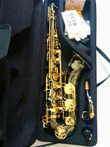 Japan Yanagisa Tenor Saxophone T-901 Model BB Svartguld Saxofon Högklassig blommönster med Necks Musical Instruments Professional