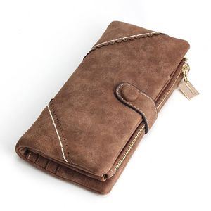 Designer-Damenbrieftasche aus mattem Leder mit Reißverschluss, lange Damenbrieftasche, Handytasche, Designer-Design, Kartenpaket, Clutch-Tasche