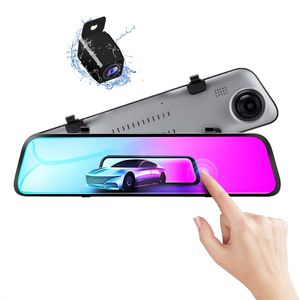 12" touch screen super slim stream video dashcam car DVR digital rearview mirror 2.5D glass 2K+1080P resolution 170°+140° wide view angle