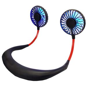 Handheld Neck Fan Portable USB do ładowania opaski na szyję leniwe wiszące podwójne chłodzenie mini sport 360 stopni obrotowy wentylator elektroniczny do biura Trave na zewnątrz