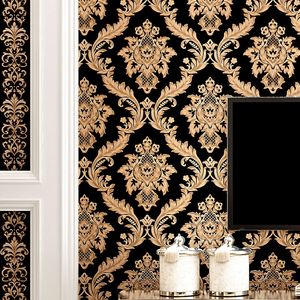 Luxury Modern Metallic 3D Damask Vinyl Wallpaper Wall Paper Bedroom Living Room Wallpapers Roll Black Red