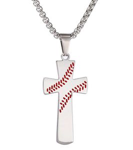 wholesale choose styles 2020 New cross Baseball Bat necklace Pendant Gold Silver Black Color Stainless Steel Baseball Cross Pendant Necklace