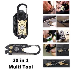 FIXR Outdoor Sports Portable Utility Pocket 20 in 1 Multifunktionsschlüssel Schraubendreher Öffner EDC Survival Schlüsselanhänger Werkzeug Großhandel HOTSELL