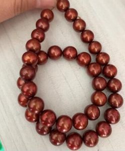Envío Gratis asil Joyas preciosas 10-11mm Mar del Sur çikolata perla redonda de necklace14k