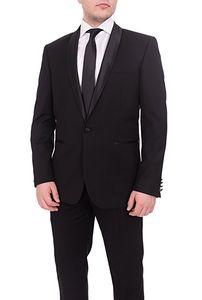 Popularny jeden przycisk Groomsmen Szal Lapel Groom Tuxedos Men Garnitury Ślub / Prom Best Man Blazer (Jacket + Pantst + Tie) 819