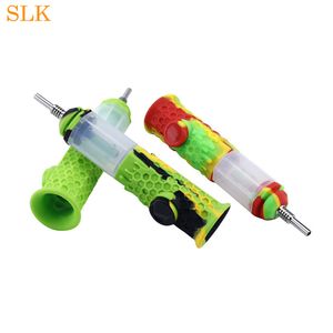 glass oil burner pipe Silicone NC kits with 10mm stainless steel tip Smoker Oil Rig Silicone Smoking Pipes Bong water pipe 710