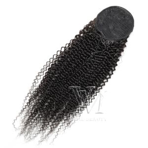 Vmae Malezya 12 ila 26 inç 120g insan saçı yok, karışık çekiliş atış kuyruğu doğal siyah kinky kıvırcık örgü elastik bant kravat