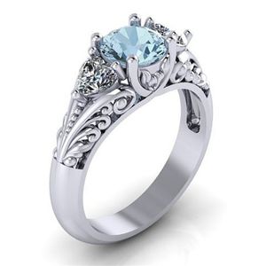 ラブダイヤモンドリングフラワーキュービックジルコニアハートエンゲージメント女性ファッションジュエリーウィルとサンディギフトのための結婚指輪