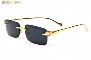 Wholesale-Brand Designer Luxury Sunglasses For Women Gold Metal Frame Men Buffalo Horn Glasses Spectacle Sunglasses Big Rimless Glasses