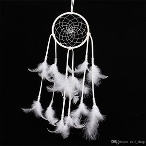 White Dream Catcher hängande konstfjäderprydnader för sovrum flickor barn rum väggkonst bröllop dekorationer 122115