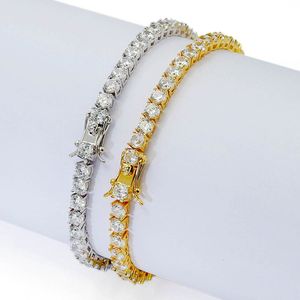 3 4 5mm Hip Hop Tennis Bracelets White Zircon Bling Shining 24k Gold Plated Bangle Jewelry2024