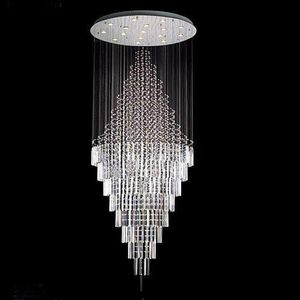 Modern Contemporary Large Crystal Chandelier Lighting Rain Drop Chandeliers Lamp H 100" D 40" Stair Lights for Foyer Hallway Warm/Cool White