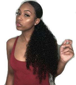 Drawstring Puff Afro Kinky Curly Ponytail African American Women 140g Wrap Kinky Curly Remy Hair clip in Ponytail Hair Extensions