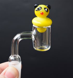 Novo Design XL 4mm de Espessura Plana Top Quartz Térmica Banger Prego com Sólido Amarelo Cactus Panda Duck Carb Cap Plataformas De Petróleo Bongs De Vidro