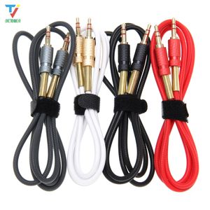 100pcs/lot 1m/3ft 3.5mm Male to Male Gold-plated Spring protection L plug AUX Audio Cable Cord