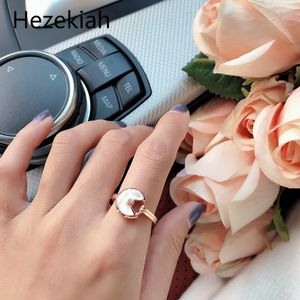 Hip Hop Punk S925 Sterling Silver Damskie Pierścienie Shell Black Agate Osobowość Moda Superior Quality Luksusowy Rose Gold Circular Ring