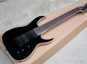 Fábrica Custom 8 String Corrigido Guitarra Elétrica, Tratamento De Superfície Preto, 24 Fretes e Pescoço De Mogno, Ofertas Personalizadas