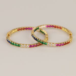 Hurtownia - Złoto Rainbow Hoop Kolczyk Dla Kobiet Pradze Otoczenie Kolorowe Cubic Cyrkonia Luksusowe Gorgeous Kobiet Biżuteria