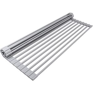 18/12Pcs Stainless Steel Pipes Roll-Up Dish Drying Rack Large Size Sink Drying Mat - Multipurpose Dish Drainer - Fruits and Vegetable Rinser