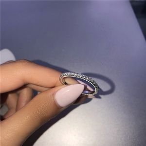 Eviga smycken 100% Soild 925 Sterling Silver Ring Diamond CZ Stone Engagement Bröllop Band Ringar för Kvinnor Bridal Gift