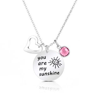 Você é meu colar de pingente de sol para mulheres moda aço inoxidável redondo birthstone charme jóias amor presentes