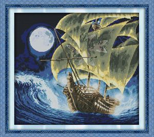 Sailng moon ship home decor pinturas, Handmade Cross Stitch Bordado conjuntos de costura contados impressão sobre tela DMC 14CT / 11CT