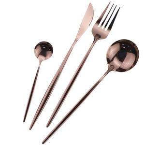 4pcs Black Dinnerware Set 18/10 Stainless Steel Cutlery Rainbow Dinner Set Knife Fork Spoon Silverware Kitchen Tableware Set Flatware