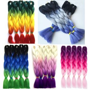 Ombre Braiding Hair Kanekalon Braiding Hair Synthetic Hair Extensions for Braiding Crochet Twist Box Braids 24 Inch 3 Tone 5 Packs