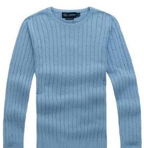 Nuevo suéter de aguja de aguja retorcida de polo para hombres suéter de algodón redondeo de cuello.